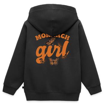 Monarch-Mädchen - Kinder Premium Organic Zip Hoodie - Schwarz - Hinten - AI Model Kid Male (0cm)