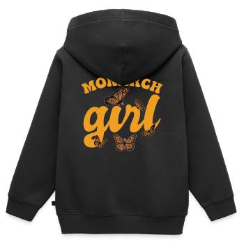 Fille monarque - Sweat Premium à capuche zippé enfant bio - noir - Dos - AI Model Kid Male (0cm)