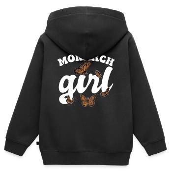 Fille monarque - Sweat Premium à capuche zippé enfant bio - noir - Dos - AI Model Kid Male (0cm)