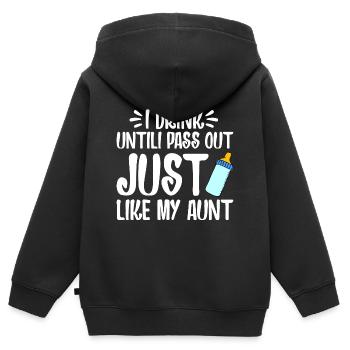I DRINK UNTILI PASS OUT JUST LIKE MY AUNT - Sweat Premium à capuche zippé enfant bio - noir - Dos - AI Model Kid Male (0cm)