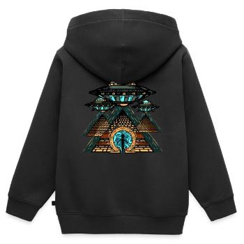 Ancient Astronaut Theorie Geschenk für - Kinder Premium Organic Zip Hoodie - Schwarz - Hinten - AI Model Kid Male (0cm)