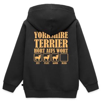 Yorkshire Terrier Yorkshire Terrier Yorkshire Terr - Kinder Premium Organic Zip Hoodie - Schwarz - Hinten - AI Model Kid Male (0cm)