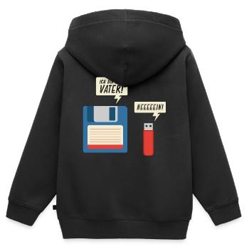 Ich Bin Dein Vater Diskette USB Stick Informatik - Kinder Premium Organic Zip Hoodie - Schwarz - Hinten - AI Model Kid Male (0cm)