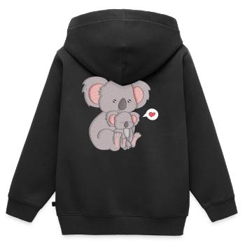 Koala Bear Famille Koala - Sweat Premium à capuche zippé enfant bio - noir - Dos - AI Model Kid Male (0cm)