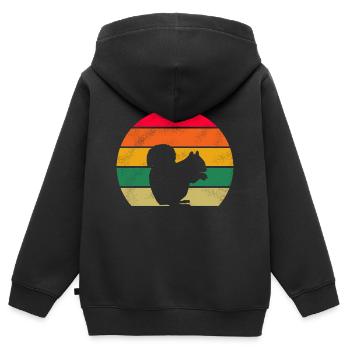 Waldbewohner Nagetier Retro Eichhörnchen - Kinder Premium Organic Zip Hoodie - Schwarz - Hinten - AI Model Kid Male (0cm)