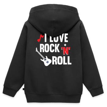 I Love Rock‘N‘Roll - Kinder Premium Organic Zip Hoodie - Schwarz - Hinten - AI Model Kid Male (0cm)