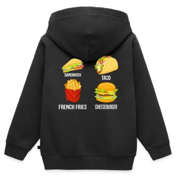 Sandwich Taco French Fries Cheeseburger - Kinder Premium Organic Zip Hoodie - Schwarz - Hinten - AI Model Kid Male (0cm)