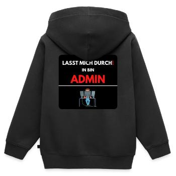 Las mich durch, ich bin Admin - Kinder Premium Organic Zip Hoodie - Schwarz - Hinten - AI Model Kid Male (0cm)