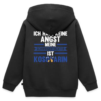 Ich habe keine Angst meine Schwiegertochter ist Ko - Kinder Premium Organic Zip Hoodie - Schwarz - Hinten - AI Model Kid Male (0cm)