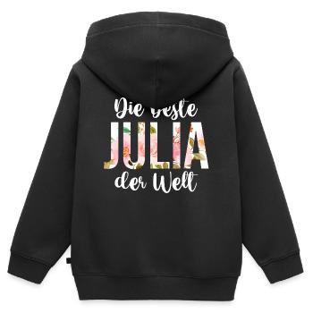 Vorname Julia - Kinder Premium Organic Zip Hoodie - Schwarz - Hinten - AI Model Kid Male (0cm)