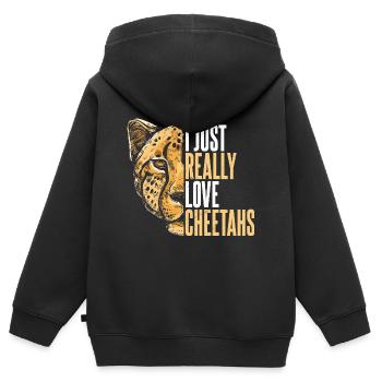 Gepard sagt afrikanische Tierwelt - Kinder Premium Organic Zip Hoodie - Schwarz - Hinten - AI Model Kid Male (0cm)