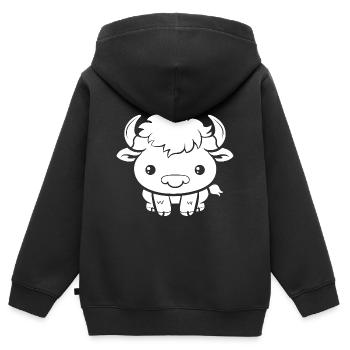Buffle - Sweat Premium à capuche zippé enfant bio - noir - Dos - AI Model Kid Male (0cm)