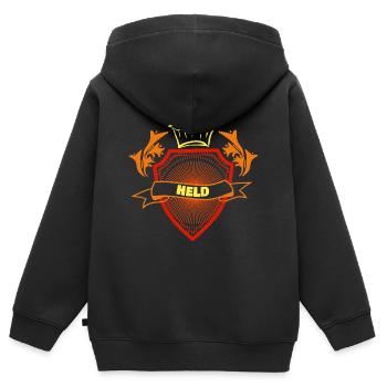 Ich bin ein Held - Kinder Premium Organic Zip Hoodie - Schwarz - Hinten - AI Model Kid Male (0cm)
