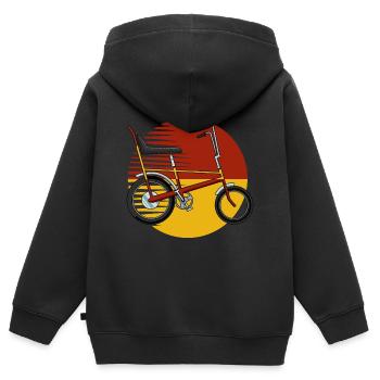 Vélo rétro de mémoire d’enfance - Sweat Premium à capuche zippé enfant bio - noir - Dos - AI Model Kid Male (0cm)