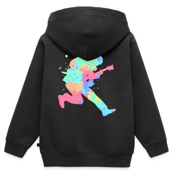 Gitarrist - Kinder Premium Organic Zip Hoodie - Schwarz - Hinten - AI Model Kid Male (0cm)