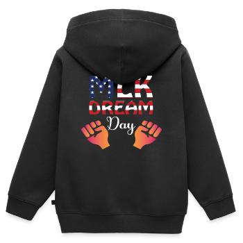 MARTIN LUTHER KÖNIG - Kinder Premium Organic Zip Hoodie - Schwarz - Hinten - AI Model Kid Male (0cm)
