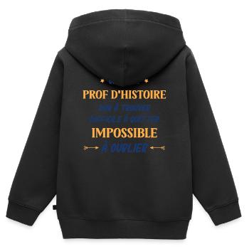 Un super prof d'histoire - Sweat Premium à capuche zippé enfant bio - noir - Dos - AI Model Kid Male (0cm)