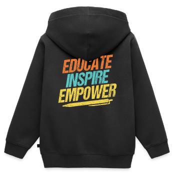 Aufklären Inspirieren Befähigen - Kinder Premium Organic Zip Hoodie - Schwarz - Hinten - AI Model Kid Male (0cm)