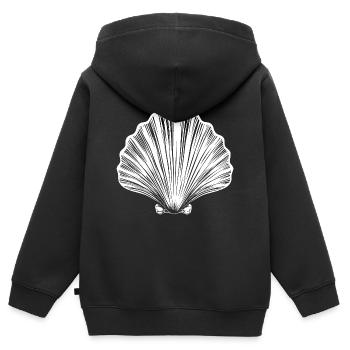 Chemin - Pétoncle - Pèlerinage - Santiago - Sweat Premium à capuche zippé enfant bio - noir - Dos - AI Model Kid Male (0cm)