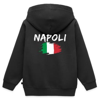 Naples Italie Drapeau Naples - Sweat Premium à capuche zippé enfant bio - noir - Dos - AI Model Kid Male (0cm)