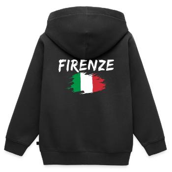 Florence Italie Drapeau Florence - Sweat Premium à capuche zippé enfant bio - noir - Dos - AI Model Kid Male (0cm)
