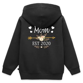 Mom Est 2020 Shirt Neue Mutter Geschenk Thanksgiving - Kinder Premium Organic Zip Hoodie - Schwarz - Hinten - AI Model Kid Male (0cm)