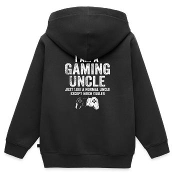 Ich bin ein Gaming Onkel lustiges Video Gamer Geschenk - Kinder Premium Organic Zip Hoodie - Schwarz - Hinten - AI Model Kid Male (0cm)