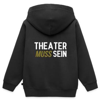 Theater muss sein - Kinder Premium Organic Zip Hoodie - Schwarz - Hinten - AI Model Kid Male (0cm)