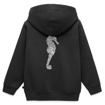 Hippocampe hippocampe - Sweat Premium à capuche zippé enfant bio - noir - Dos - AI Model Kid Male (0cm)