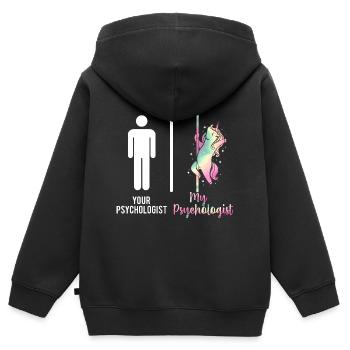 Psychologie psychologue thérapeute cadeau psyché - Sweat Premium à capuche zippé enfant bio - noir - Dos - AI Model Kid Male (0cm)