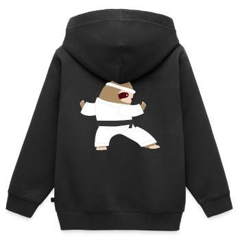 Sloth Karate Taekwondo Aikido Wingtsun Gift - Kids Premium Organic Zip-up Hoodie - black - Back - AI Model Kid Male (0cm)