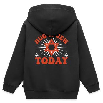 Judé judaïsme juif - Sweat Premium à capuche zippé enfant bio - noir - Dos - AI Model Kid Male (0cm)