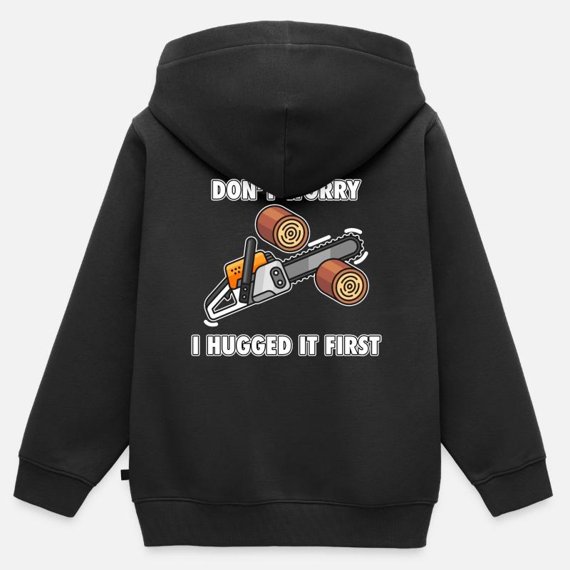 Arborier Ne vous inquiétez pas, je l’ai pris dans mes bras premier - Sweat Premium à capuche zippé enfant bio - noir