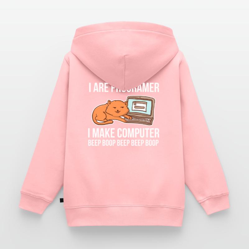 Programmeur-chat-humour pour coder et Sweat Premium à capuche zippé enfant bio