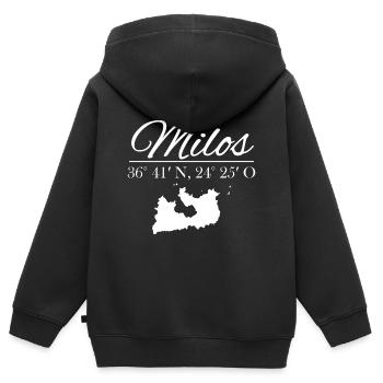 Milos Koordinaten Design mit Silhouette - Kinder Premium Organic Zip Hoodie - Schwarz - Hinten - AI Model Kid Male (0cm)