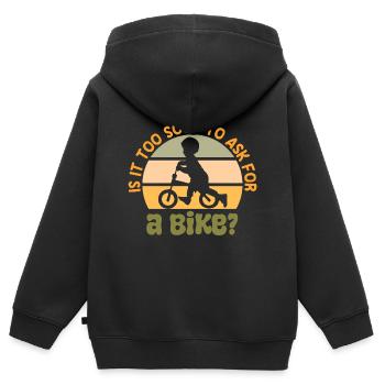 Est-il trop tôt pour demander un vélo pour bébé ? - Sweat Premium à capuche zippé enfant bio - noir - Dos - AI Model Kid Male (0cm)