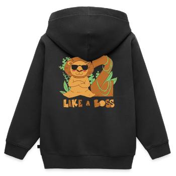 Löwenshirt - Kinder Premium Organic Zip Hoodie - Schwarz - Hinten - AI Model Kid Male (0cm)