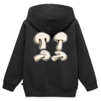 Champignon Kostüm Pilz Klamotten Karneval Pilze - Kinder Premium Organic Zip Hoodie - Schwarz - Hinten - AI Model Kid Male (0cm)