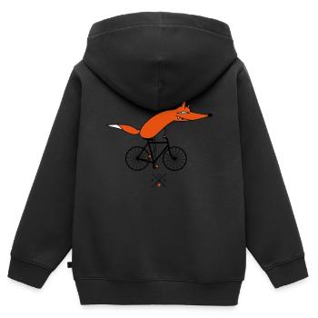 schlauer Fahrradfahrer - Kinder Premium Organic Zip Hoodie - Schwarz - Hinten - AI Model Kid Male (0cm)