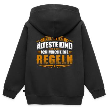 Ich bin das älteste Kind - ich mache die Regeln - Kinder Premium Organic Zip Hoodie - Schwarz - Hinten - AI Model Kid Male (0cm)