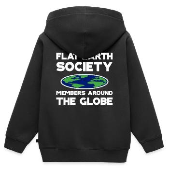 Flat Earth Society, Members Around The Globe - Kinder Premium Organic Zip Hoodie - Schwarz - Hinten - AI Model Kid Male (0cm)