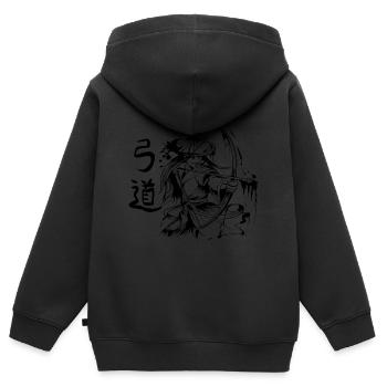 Japanischer Bogenschütze Kyudo Tradition - Kinder Premium Organic Zip Hoodie - Schwarz - Hinten - AI Model Kid Male (0cm)