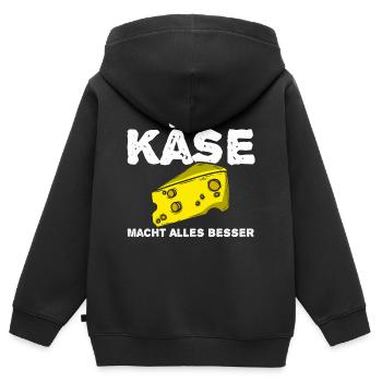Käse - Kinder Premium Organic Zip Hoodie - Schwarz - Hinten - AI Model Kid Male (0cm)