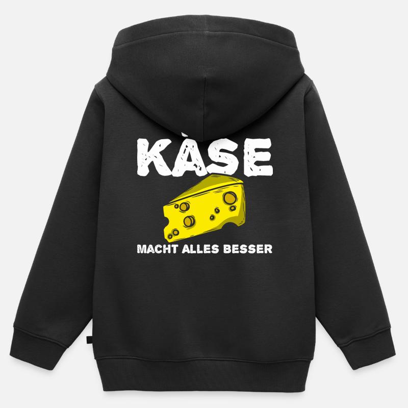 Käse - Kinder Premium Organic Zip Hoodie - Schwarz