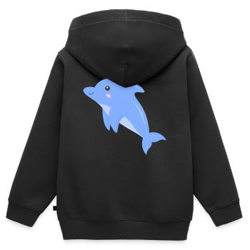Delfinbaby Kleiner Delfin Kinder Damen Herren - Kinder Premium Organic Zip Hoodie - Schwarz - Hinten - AI Model Kid Male (0cm)