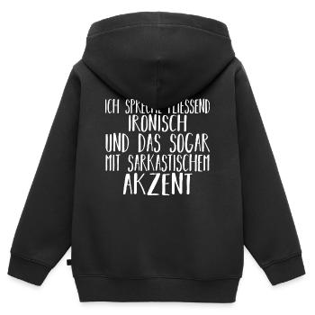 Lustige Sprüche Sarkasmus Witzige Sprüche - Kinder Premium Organic Zip Hoodie - Schwarz - Hinten - AI Model Kid Male (0cm)