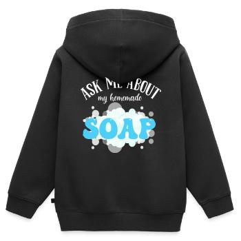 Seife Herstellen Handgemachte Seife - Kinder Premium Organic Zip Hoodie - Schwarz - Hinten - AI Model Kid Male (0cm)