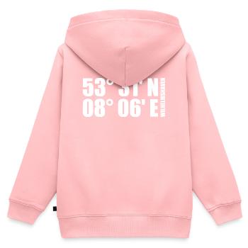 Wilhelmshaven coordinates - Kids Premium Organic Zip-up Hoodie - rose - Back - AI Model Kid Female (0cm)