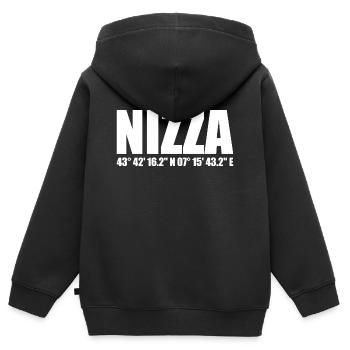 Nizza Koordinaten - Kinder Premium Organic Zip Hoodie - Schwarz - Hinten - AI Model Kid Male (0cm)
