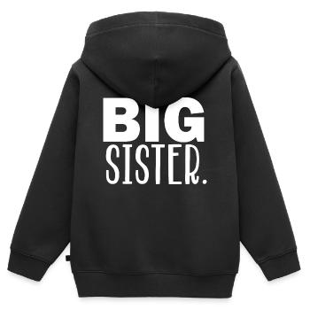 big sister - Sweat Premium à capuche zippé enfant bio - noir - Dos - AI Model Kid Male (0cm)